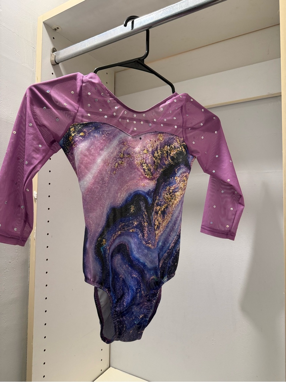 Purple Galaxy Print Girl's Gymnastics Leotard